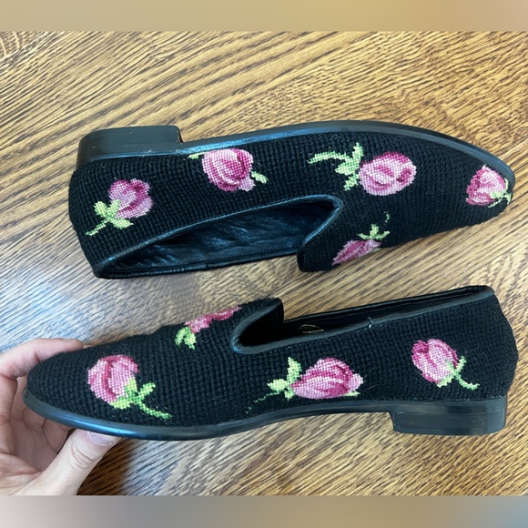 LARKSPUR COLLECTION Vintage Floral Needlepoint Embroidered Loafers Coquette 6.5‎ - Picture 9 of 9